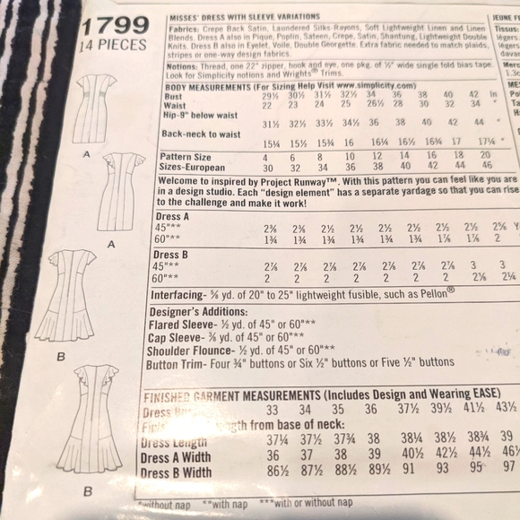 Simplicity 1799 project runway inspired size P5 12,14,16,18,20 pattern only - Picture 3 of 3